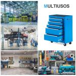Carrinho de Ferramentas para Oficina com Rodas e 5 Gavetas Fechadura e Alça Lateral 61,5x33x85 cm Azul