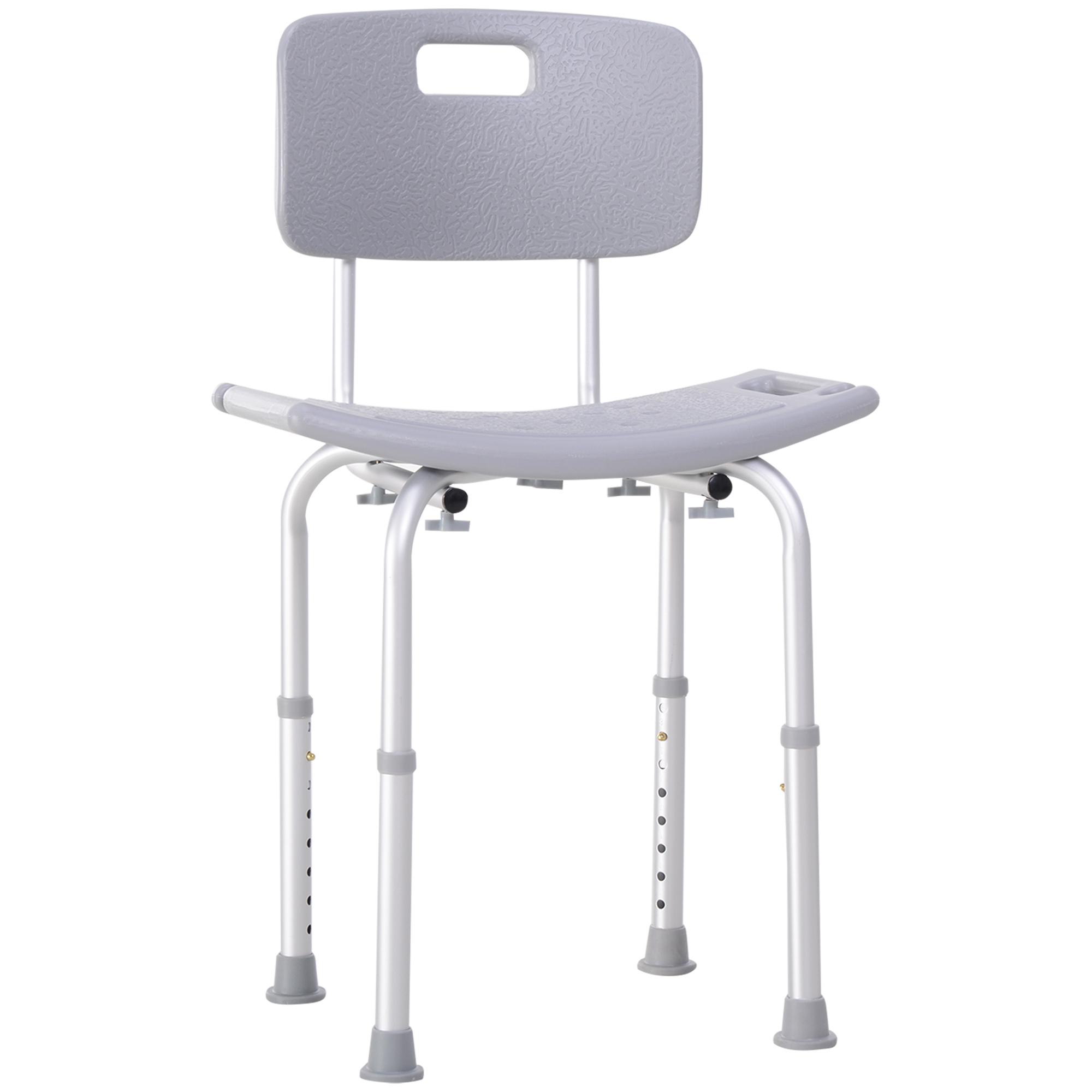Cadeira para Duche Antiderrapante com Altura Ajustável em 8 Níveis Cadeira de Banho 50,6x43x71 - 88 cm Cinza