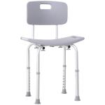 Cadeira para Duche Antiderrapante com Altura Ajustável em 8 Níveis Cadeira de Banho 50,6x43x71 - 88 cm Cinza