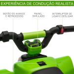 Quadriciclo Elétrico para Crianças de 18 - 36 Meses Quadriciclo a Bateria 6V com Avance e Retrocesso 72x40x45,5cm Verde
