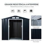 Abrigo de Jardim 213x130x185cm Abrigo de Jardim Metálico de Exterior com 2 Portas Deslizantes e 4 Janelas Cinza Escuro