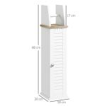 Armário Casa de Banho Moderno com Prateleiras Ajustáveis e Suporte para Papel Higiénico 18x20x80 cm Branco