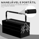 Caixa de Ferramentas de Aço Dobrável com 5 Compartimentos Mala de Ferramentas com Pega para Oficina e Casa 45x20x34,5 cm Preto