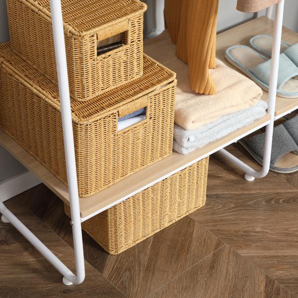 Suporte para Cabides com 4 Prateleiras de Armazenamento e Barra de Pendurar Estilo Industrial 101x39x160cm Madeira e Branco
