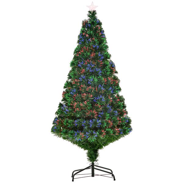 Árvore de Natal Artificial 150 cm Árvore de Natal com Fibra Óptica e Suporte Metálico Decoração de Natal Ø75x150 cm Verde