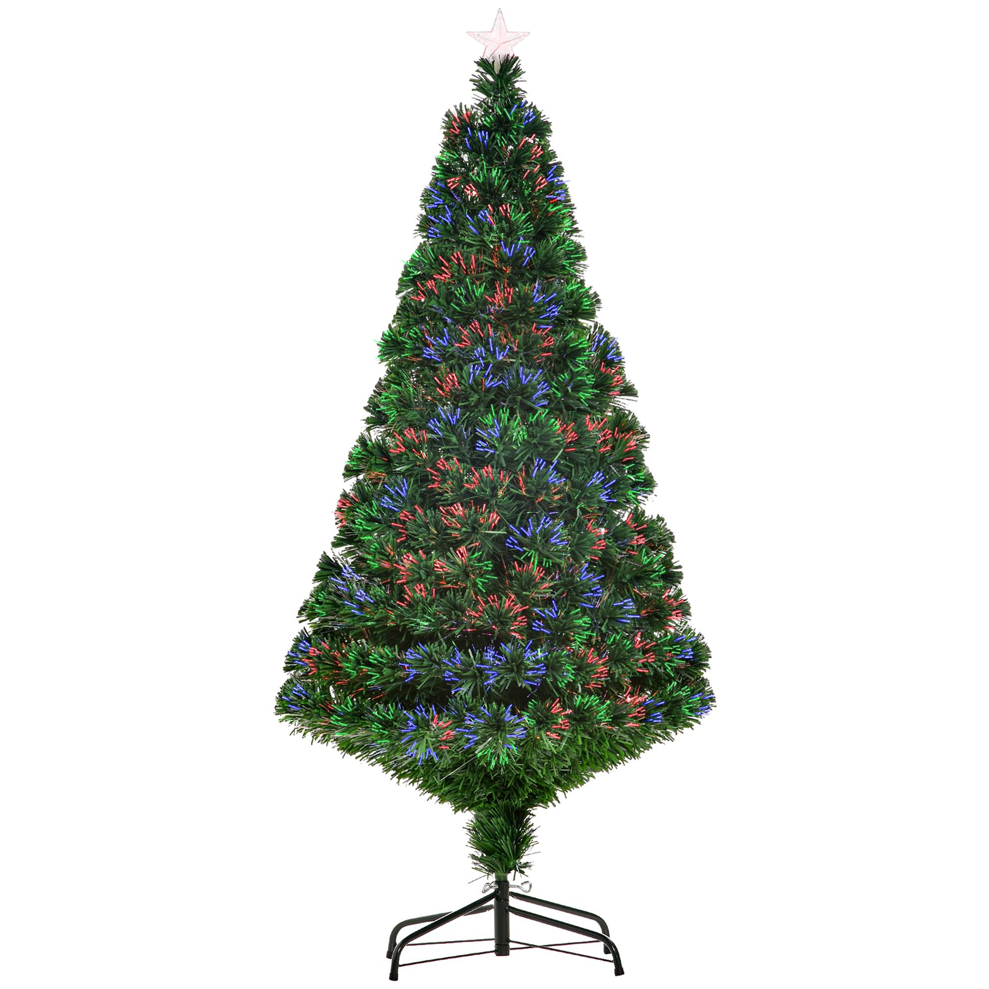 Árvore de Natal Artificial 150 cm Árvore de Natal com Fibra Óptica e Suporte Metálico Decoração de Natal Ø75x150 cm Verde