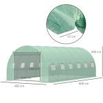 Estufa Tipo Túnel 600x300x200 cm com Porta 12 Janelas Cobertura de PE 140g/㎡ para Cultivo de Plantas e Verduras Verde