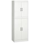 Armário de Cozinha Móvel Auxiliar de Cozinha com 4 Portas e 5 Prateleiras Estilo Moderno Anti - Tombo 60x36x168cm Branco