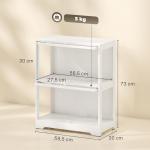 Vitrina Expositora para Coleções com 2 Níveis e Portas em Acrílico para Figuras, 59,5x30x73 cm, Branco