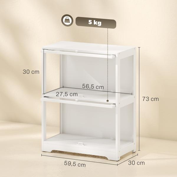 Vitrina Expositora para Coleções com 2 Níveis e Portas em Acrílico para Figuras, 59,5x30x73 cm, Branco