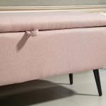 Banco de Armazenamento Estofado em Linho com Tampa Abatível e Pés de Aço Carga Máxima 150kg 101x38,5x44,5 cm Rosa
