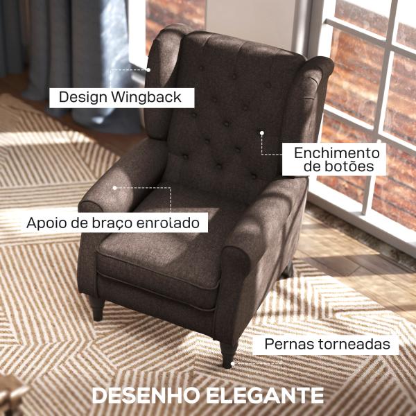 Poltrona de Sala de Estar Poltrona Moderna para Dormitório com Pés de Madeira Poltrona Individual 74x86x102 cm Marrom