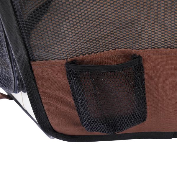 Parque Dobrável para Cães e Gatos, Cercado Portátil para Animais Pequenos em Tecido Oxford Impermeável, Ø90x41 cm, Castanho