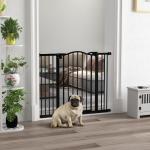 Barreira de Segurança para Cães com Largura Ajustável 74 - 100 cm e Extensões para Escadas e Portas Preto