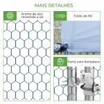 Galinheiro Exterior Grande 24 m² Gaiola para 16 - 24 Galinhas 3x8x2 m Galinheiro de Aço Galvanizado com Cobertura de PE e Porta com Fecho para Patos e Coelhos Prateado