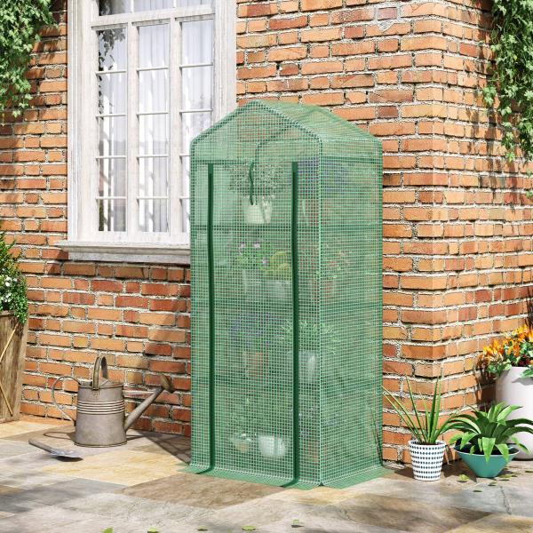 Estufa de Jardim com 4 Prateleiras e Cobertura de PE Estufa de Aço para Cultivo de Plantas Flores 70x50x160cm Verde