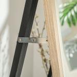 Espelho de Pé 37x157 cm Espelho de Corpo Inteiro com Estrutura de MDF e Suporte Branco e Madeira Clara