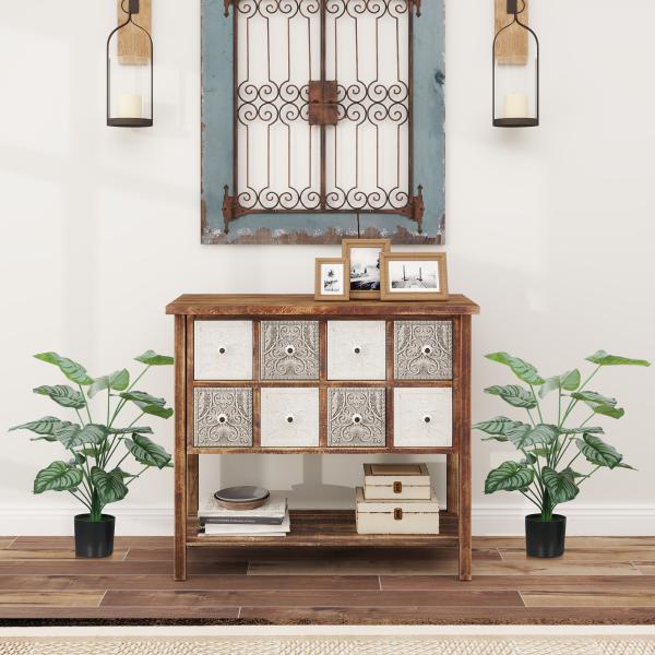 Conjunto de 2 Plantas Artificiais Decorativas 65 cm Plantas Artificiais com Vaso e Folhas para Interior Verde