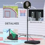 Tabela de Basquetebol para Exterior com Alvo de Dardos com Ajustável 210 - 247 cm Rodas Base Rellenável Preto