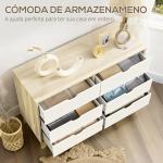 Cómoda com 6 Gavetas e Pés Elevados Cómoda para Dormitório Estilo Moderno Anti - Tombo 120x40x76cm Madeira e Branco