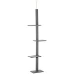 Arranhador para Gatos do Chão ao Teto com Altura Ajustável, 4 Plataformas e Poste 43x27x228 - 260 cm Cinzento