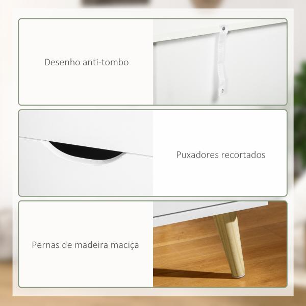 Cómoda com 6 Gavetas e Pés Elevados Cómoda para Dormitório Estilo Moderno Anti - Tombo 120x40x76 cm Branco