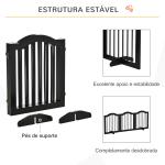Barreira de Segurança Dobrável para Cães Pequenos com 3 Painéis e 2 Suportes 154,5x29,5x61 cm Preto