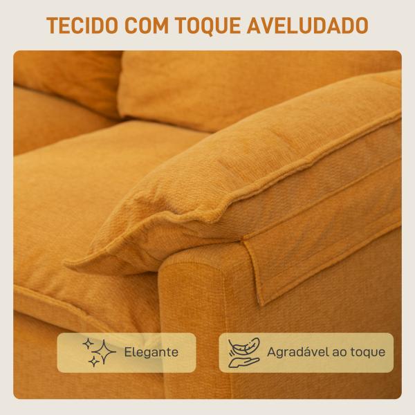 Sofá de 2 Lugares Revestido em Veludo Sofá Moderno com Pés de Metal Apoios de Braços Acolchoados 130x77x84 cm Amarelo Mostarda