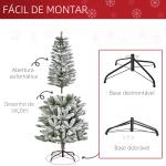 Árvore de Natal 180cm Neve Artificial com 394 Ramos Ignífugos de PVC Base Dobrável e Suporte de Aço Decoração de Natal para Interiores Ø60x180cm Verde e Branco