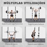Suporte para Barras de Pesos Ajustável 2 Peças de Aço Treinamento em Casa Peso 200 kg 58,5x75,5x136 - 176 cm Prata e Preto