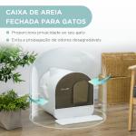 Caixa de Areia para Gatos com Porta Dianteira Bandeja Removível Pá Tapete e Filtro 43x44x47cm Branco