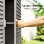 Armário de Armazenamento de Madeira para Jardim com 2 Prateleiras Interiores 2 Portas e Teto Inclinado para Exterior Terraço 87x46,5x96,5cm Cinza