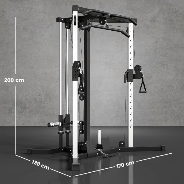 Máquina Multi Estação Musculação para Treino de Ombros Braços Carga 120 kg para Fitness Ginásio em Casa 170x139x200 cm Preto