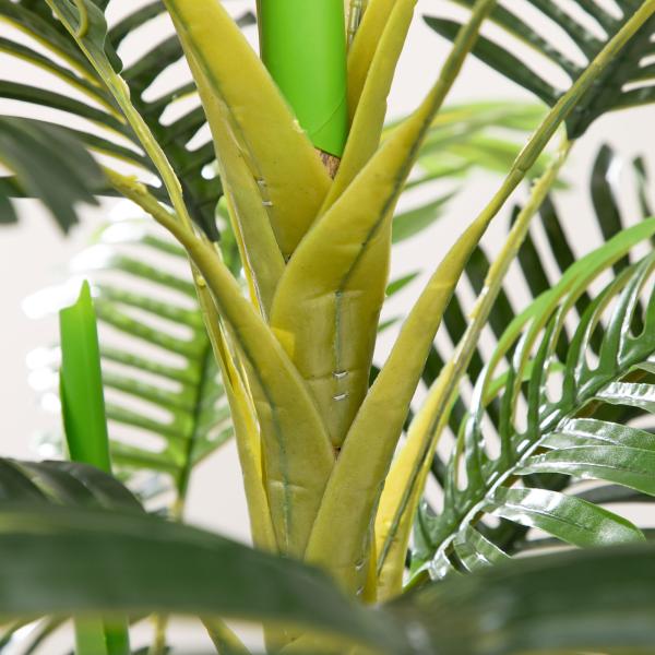 Planta Artificial Palmeira Areca com Vaso e 30 Folhas Decoração para Interior e Exterior Ø19,5x190 cm Verde