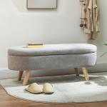 Banco para Pé de Cama Banco de Armazenamento com Pés de Madeira e Assento Acolchoado 110x40x43 cm Cinzento