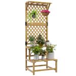 Suporte para Plantas de Madeira com Treliça Suporte para Vasos de 2 Níveis para Jardim Pátio 60x50x166 cm Madeira