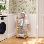 Cabide de Pé de Bambu com Rodas Cabide para Roupas com Barras para Calças e Prateleira Inferior para Sapatos Estilo Nórdico 47x33,7x105,5 cm Madeira e Branco