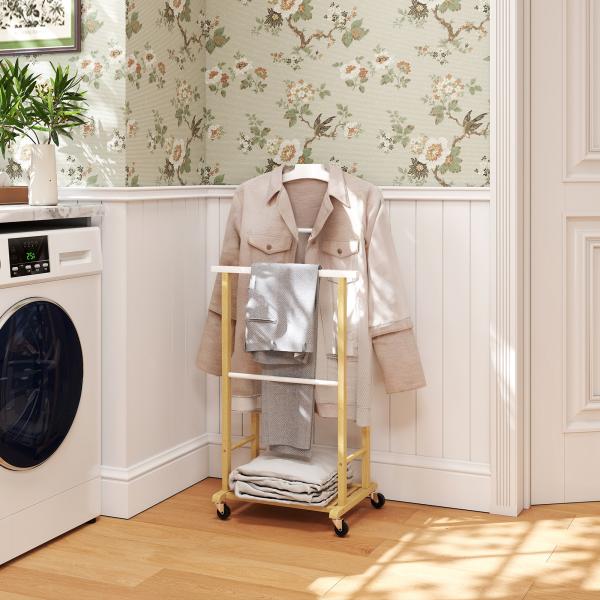 Cabide de Pé de Bambu com Rodas Cabide para Roupas com Barras para Calças e Prateleira Inferior para Sapatos Estilo Nórdico 47x33,7x105,5 cm Madeira e Branco
