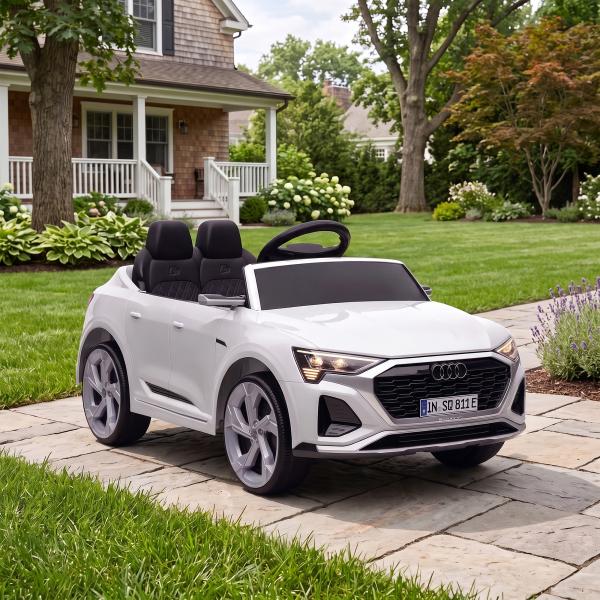 Carro Elétrico para Crianças Carro Audi Q8 Etron Sportback Infantil 12V Faróis Buzina e Música 98x49,5x43 cm Branco