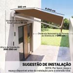 Toldo Manual Retrátil com Manivela 295x245cm Toldo Enrolável para Janela Portas Balcão Terraço Exterior Café