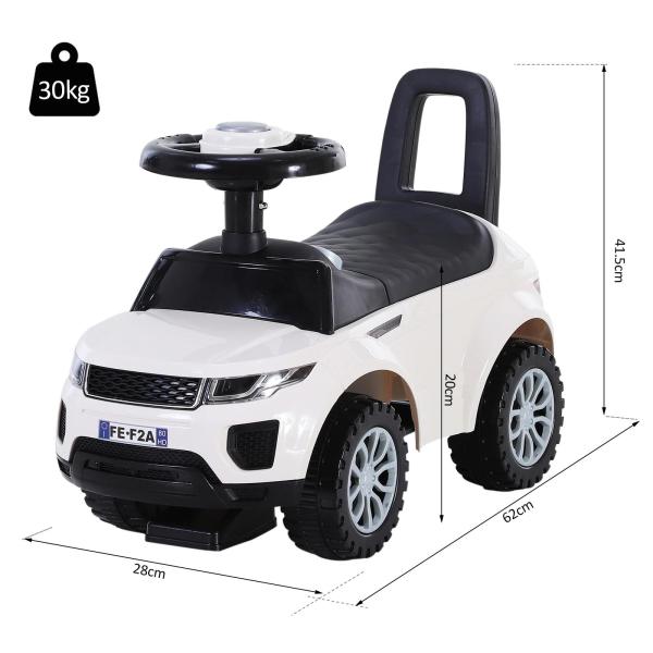 Carro andador para bebé sem Pedais com Alto - falante 60x38x42cm branco