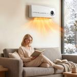 Aquecedor Elétrico de Baixo Consumo de Parede 2000W com 3 Modos Ecrã LED Termostato Temporizador e Oscilação Branco