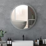 Espelho Casa de Banho Redondo com Luzes LED 70x70 cm Função Antiembaciamento 3 Luzes Função de Memória e Interruptor Tátil Prata