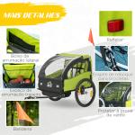 Reboque de Bicicleta para Crianças de 2 Lugares com Cinto de Segurança e Sistema de Amortecimento 140x88x90 cm Verde