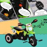 Mota para Crianças acima de 18 Meses Mota a Pedais para Crianças com 3 Rodas Luzes e Sons Realistas 71x40x51 cm Verde