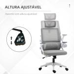 Cadeira de Escritório de Malha Cadeira de Escritório Giratória com Altura e Apoio para a Cabeça Ajustáveis 58x61x102 - 119 cm Cinza