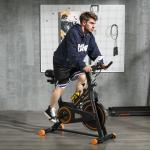 Bicicleta Estática com Resistência Ajustável Volante de Inércia de 8kg Ecrã LCD Assento e Guiador Ajustáveis 103x48x115cm Preto e Laranja