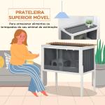 Gaiola para Hamster de Madeira com 2 Portas de Acrílico Prateleira Amovível 2 Casas 82x45x81cm Cinza e Branco