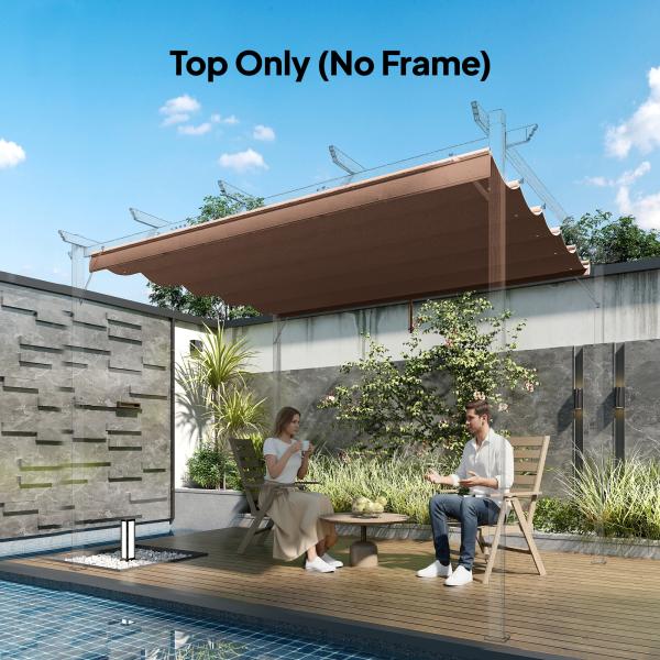 Cobertura para Pérgola 2,5x2,55cm Teto de Substituição Retrátil para Pérgola com 10 Orifícios de Drenagem Café