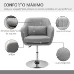 Cadeira de Escritório Operativa Giratória 360°com Altura Ajustável Apoio para os Braços e Almofada 60x60x79 - 91 cm Cinza